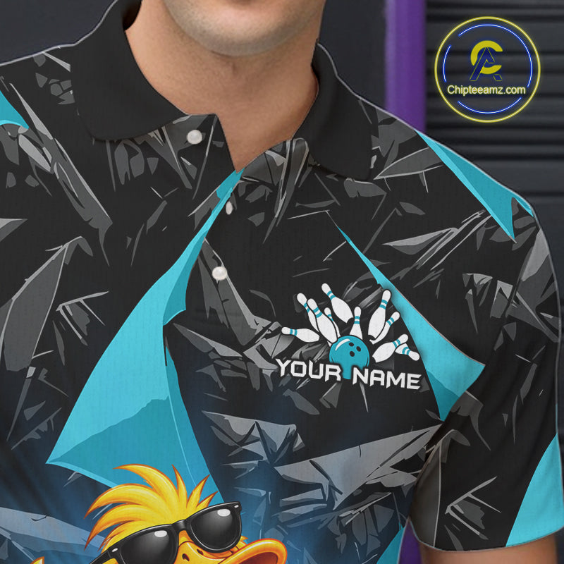 Custom Turquoise Funny Duck Bowling Team Shirts for Men Bowling Uniform Bowling Tournament HNT623