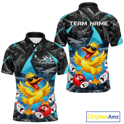 Custom Turquoise Funny Duck Bowling Team Shirts for Men Bowling Uniform Bowling Tournament HNT623