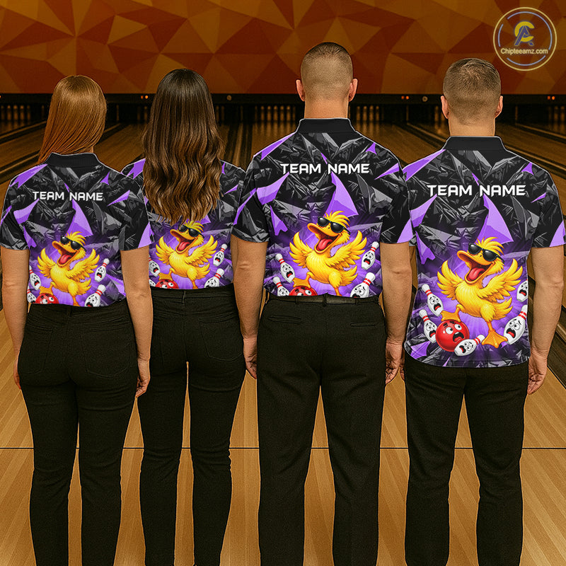 Custom Purple Funny Duck Bowling Team Shirts for Women Bowling Uniform Bowling Tournament HNT623