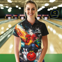 Load image into Gallery viewer, Custom Funny Rooster Bowling Jersey for Women Bowling Team Shirts Bowling Polo &amp; 1/4 Zip HNT256