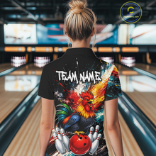 Load image into Gallery viewer, Custom Funny Rooster Bowling Jersey for Women Bowling Team Shirts Bowling Polo &amp; 1/4 Zip HNT256