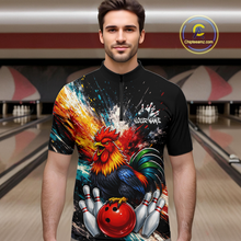 Load image into Gallery viewer, Custom Funny Rooster Bowling Jersey for Men Bowling Team Shirts Bowling Polo &amp; 1/4 Zip HNT256