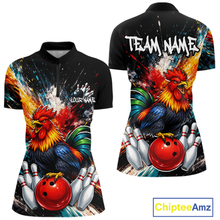 Load image into Gallery viewer, Custom Funny Rooster Bowling Jersey for Women Bowling Team Shirts Bowling Polo &amp; 1/4 Zip HNT256