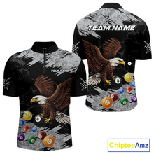 Load image into Gallery viewer, Custom Eagle 8 Ball Billiard Shirts for Men Billiard League Billiard Team Shirts Polo &amp; 1/4 Zip NNT108