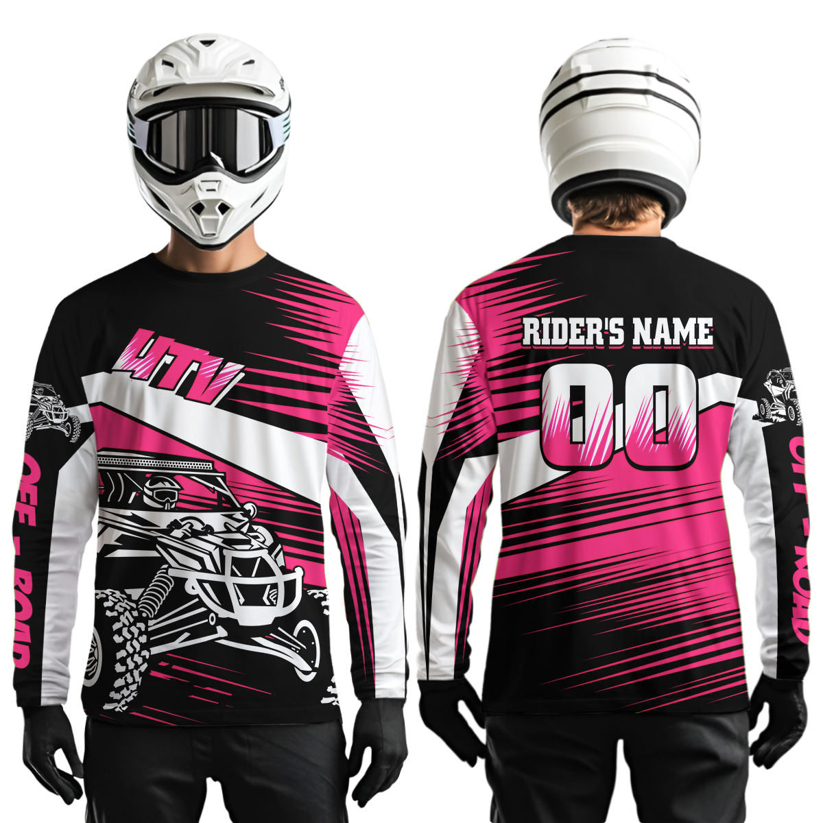 Personalized Pink UTV Off-Road Shirts UTV Motocross Racing Shirt Kid Men Women UPF30+ DNT90