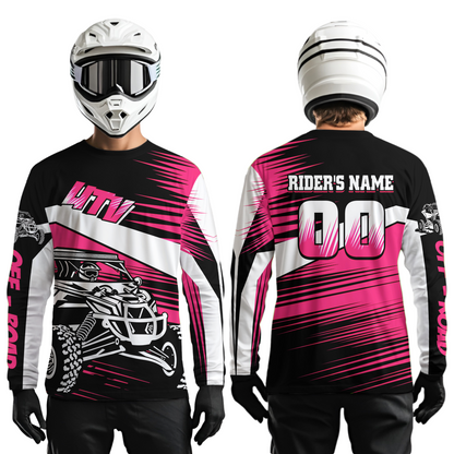 Personalized Pink UTV Off-Road Shirts UTV Motocross Racing Shirt Kid Men Women UPF30+ DNT90