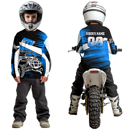 Personalized Blue UTV Off-Road Shirts UTV Motocross Racing Shirt Kid Men Women UPF30+ DNT90