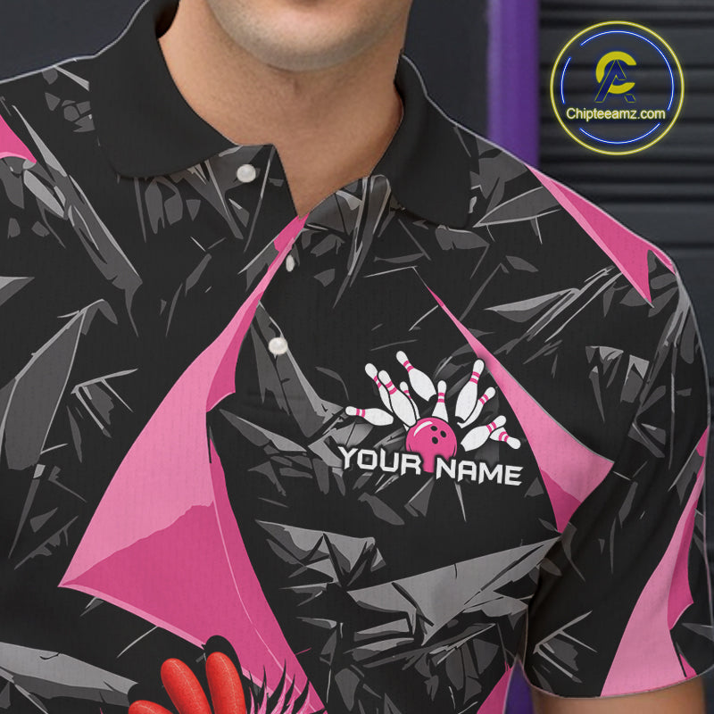 Custom Pink Funny Chicken Bowling Jersey for Men, Breast Cancer Bowling Team Shirts HNT553