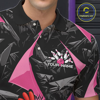 Custom Pink Funny Chicken Bowling Jersey for Men, Breast Cancer Bowling Team Shirts HNT553
