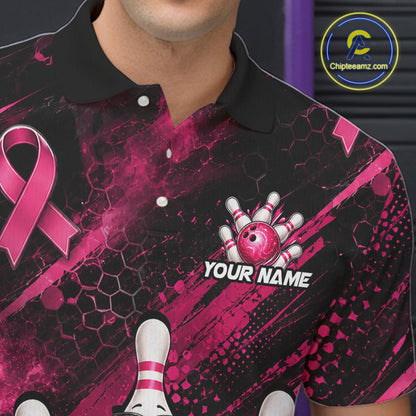 Custom Pink Funny Ghost Halloween Bowling Jersey for Men, Breast Cancer Bowling Team Shirts HNT557