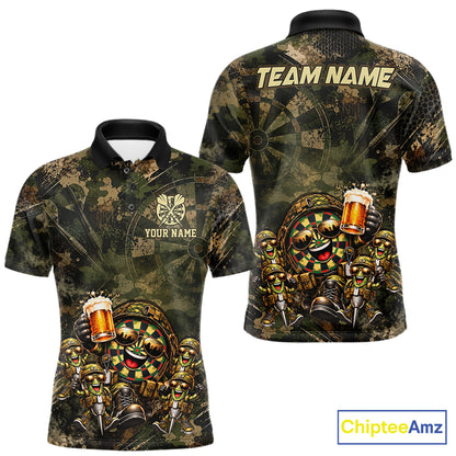 Military Green Camo Funny Beer Dartboard Shirts Custom Darts Team Shirts for Men Dart Gifts NNT377
