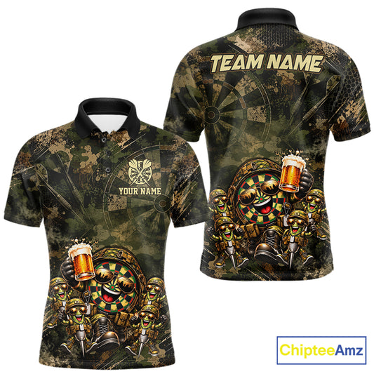 Military Green Camo Funny Beer Dartboard Shirts Custom Darts Team Shirts for Men Dart Gifts NNT377