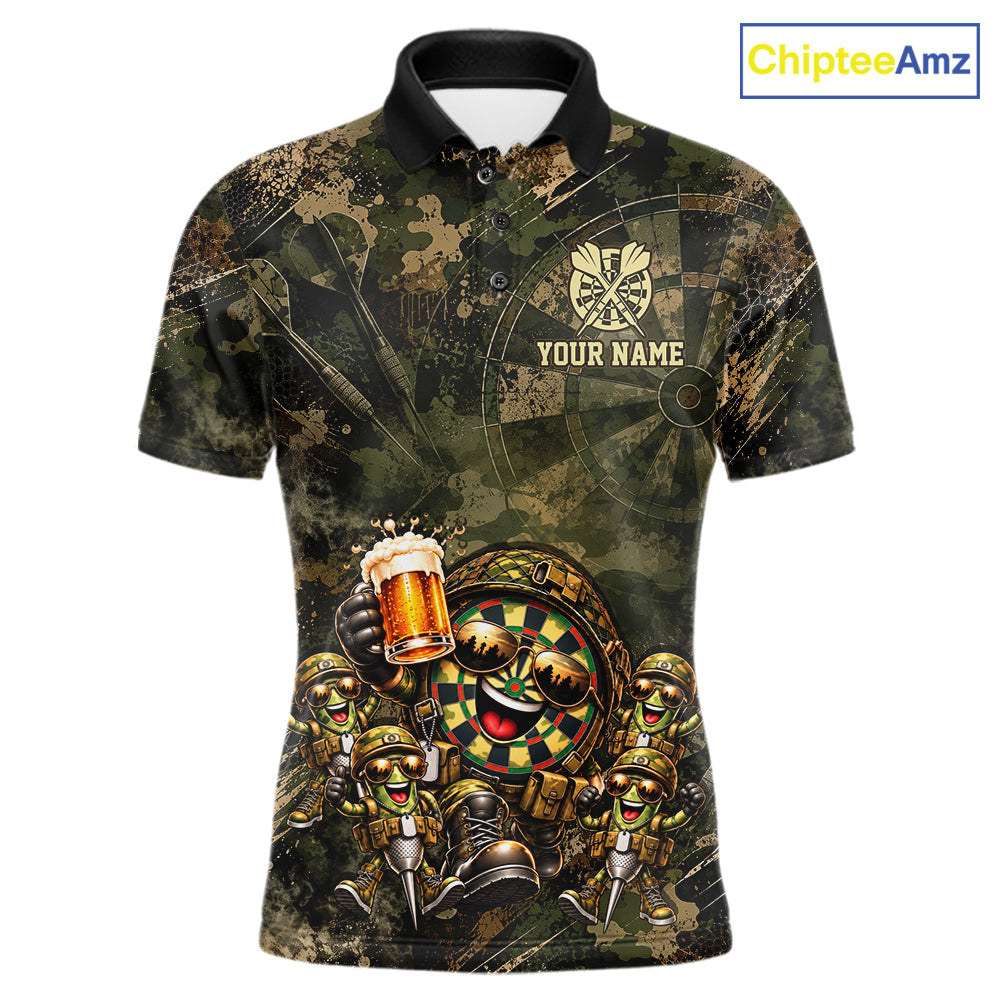 Military Green Camo Funny Beer Dartboard Shirts Custom Darts Team Shirts for Men Dart Gifts NNT377