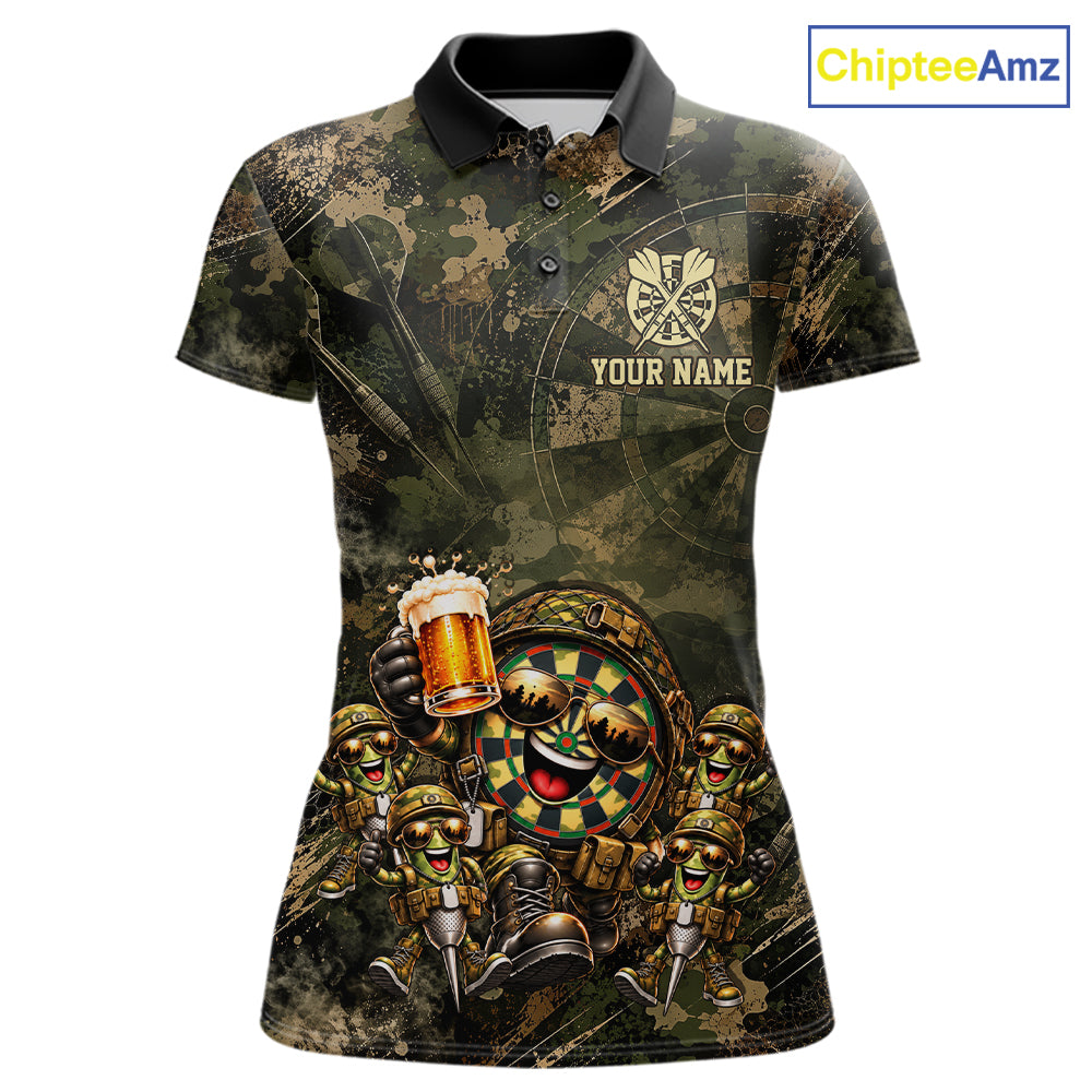 Military Green Camo Funny Beer Dartboard Shirts Custom Darts Team Shirts for Women Dart Gifts NNT377