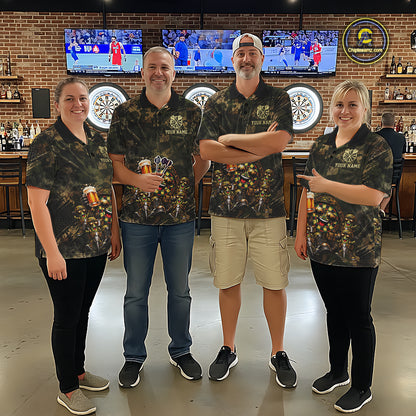 Military Green Camo Funny Beer Dartboard Shirts Custom Darts Team Shirts for Men Dart Gifts NNT377