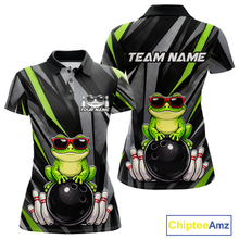 Load image into Gallery viewer, Custom Funny Frog Bowling Jersey for Women Bowling Team Shirts Bowling Polo &amp; 1/4 Zip HNT261