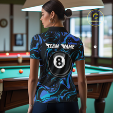 Load image into Gallery viewer, Teal-Turquoise 8 Ball Custom Billiard Shirts For Women Billiard Team Jerseys Billiard League NNT200