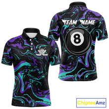 Load image into Gallery viewer, Purple-Turquoise 8 Ball Custom Billiard Shirts For Men Billiard Team Jerseys Billiard League NNT200