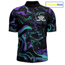Load image into Gallery viewer, Purple-Turquoise 8 Ball Custom Billiard Shirts For Men Billiard Team Jerseys Billiard League NNT200