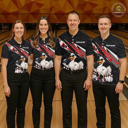 Custom Red Funny Duck Bowling Jersey for Women, Duck Bowling Team Shirts Bowling League HNT688