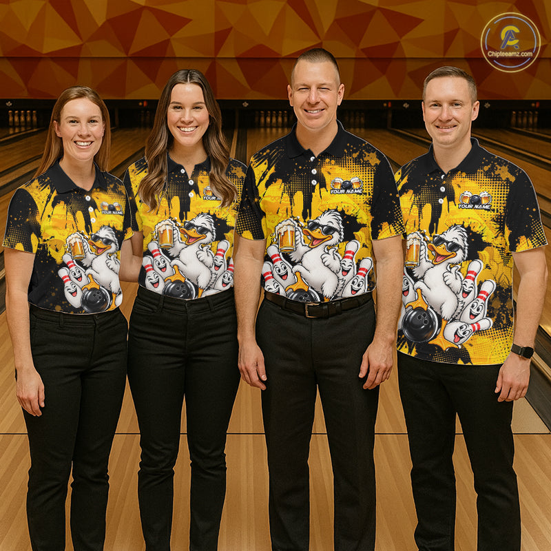 Funny Beer Duck Bowling Jersey for Women, Custom Duck Bowling Team Shirts Bowling League Shirt HNT690