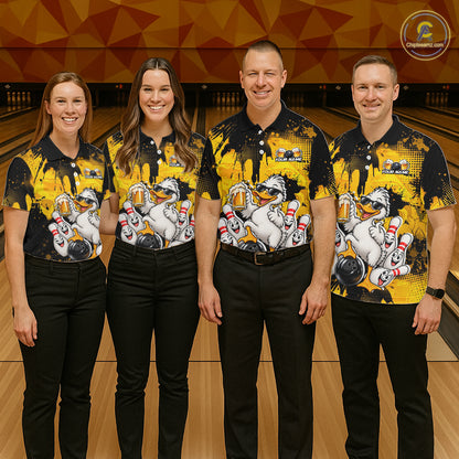Funny Beer Duck Bowling Jersey for Women, Custom Duck Bowling Team Shirts Bowling League Shirt HNT690