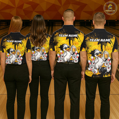 Funny Beer Duck Bowling Jersey for Women, Custom Duck Bowling Team Shirts Bowling League Shirt HNT690