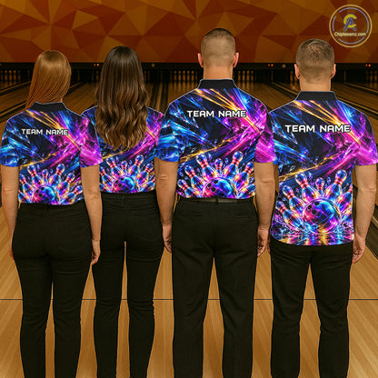 Custom Neon Galaxy Colorful Bowling Jersey for Women, Bowling Team Shirts Bowling League Shirt HNT692