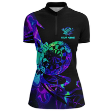 Load image into Gallery viewer, Custom Neon Pattern Dart Shirts For Women Dart Board Shirts Polo &amp; 1/4 Zip Dart Jersey Team NNT129