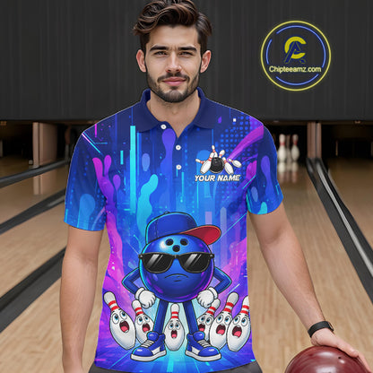 Funny Bowling Pins Ball Custom Bowling Team Shirts for Bowler Bowling Jerseys for Men HNT562