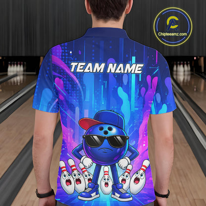 Funny Bowling Pins Ball Custom Bowling Team Shirts for Bowler Bowling Jerseys for Men HNT562