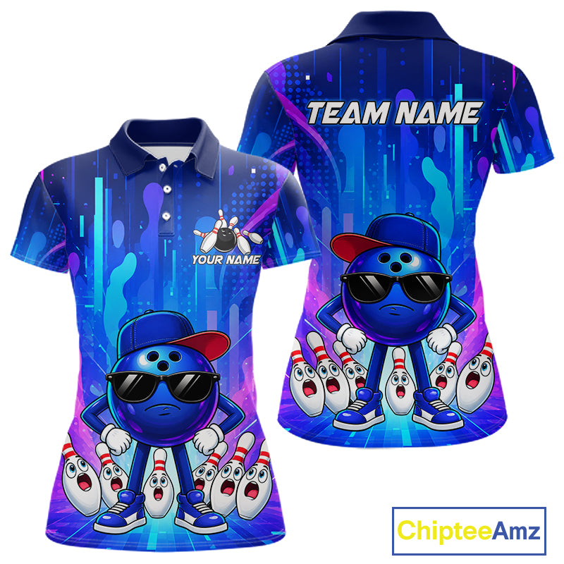 Funny Bowling Pins Ball Custom Bowling Team Shirts for Bowler Bowling Jerseys for Women HNT562
