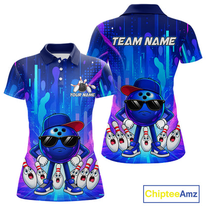 Funny Bowling Pins Ball Custom Bowling Team Shirts for Bowler Bowling Jerseys for Women HNT562