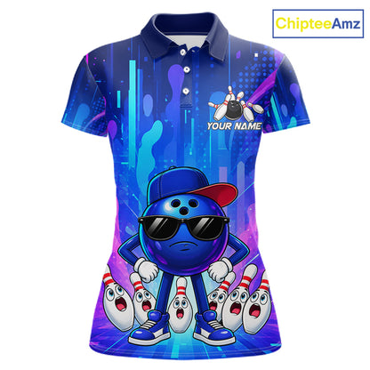 Funny Bowling Pins Ball Custom Bowling Team Shirts for Bowler Bowling Jerseys for Women HNT562