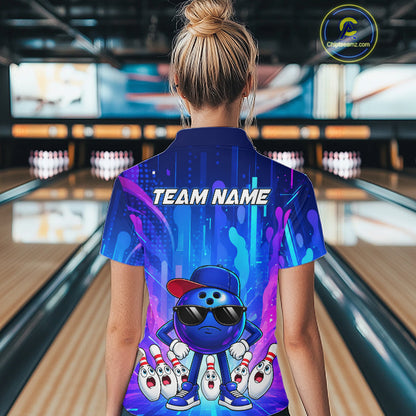 Funny Bowling Pins Ball Custom Bowling Team Shirts for Bowler Bowling Jerseys for Women HNT562