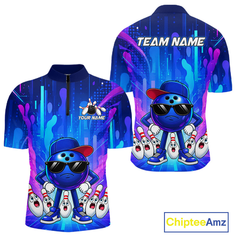 Funny Bowling Pins Ball Custom Bowling Team Shirts for Bowler Bowling Jerseys for Men HNT562