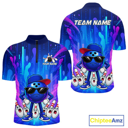 Funny Bowling Pins Ball Custom Bowling Team Shirts for Bowler Bowling Jerseys for Men HNT562