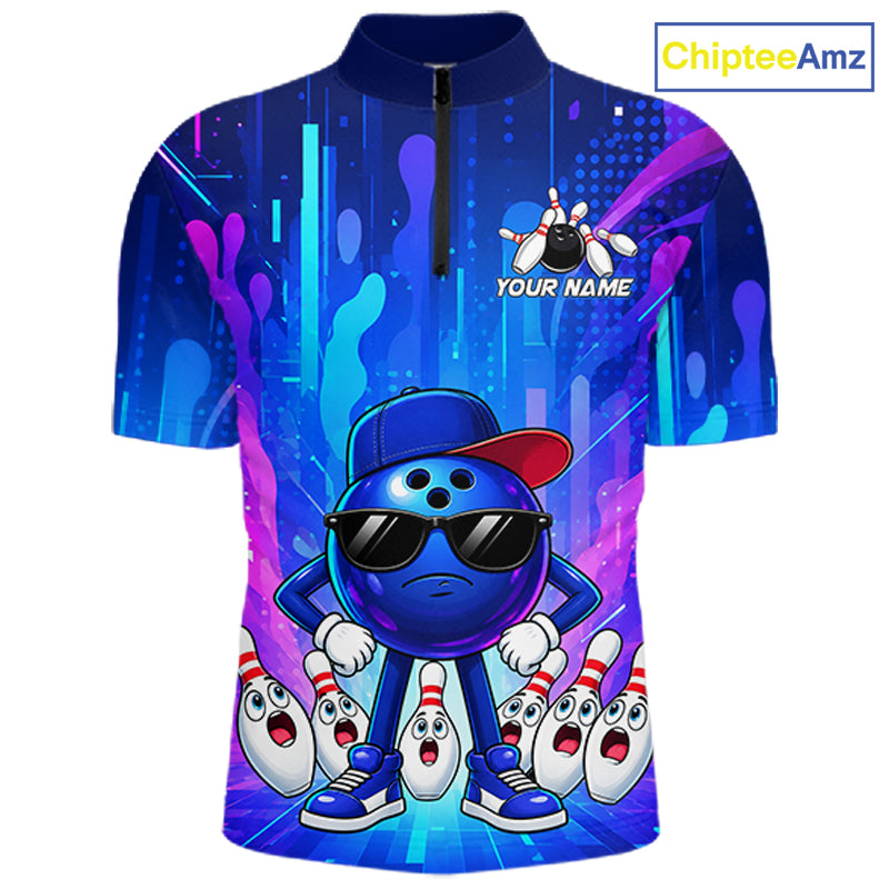 Funny Bowling Pins Ball Custom Bowling Team Shirts for Bowler Bowling Jerseys for Men HNT562