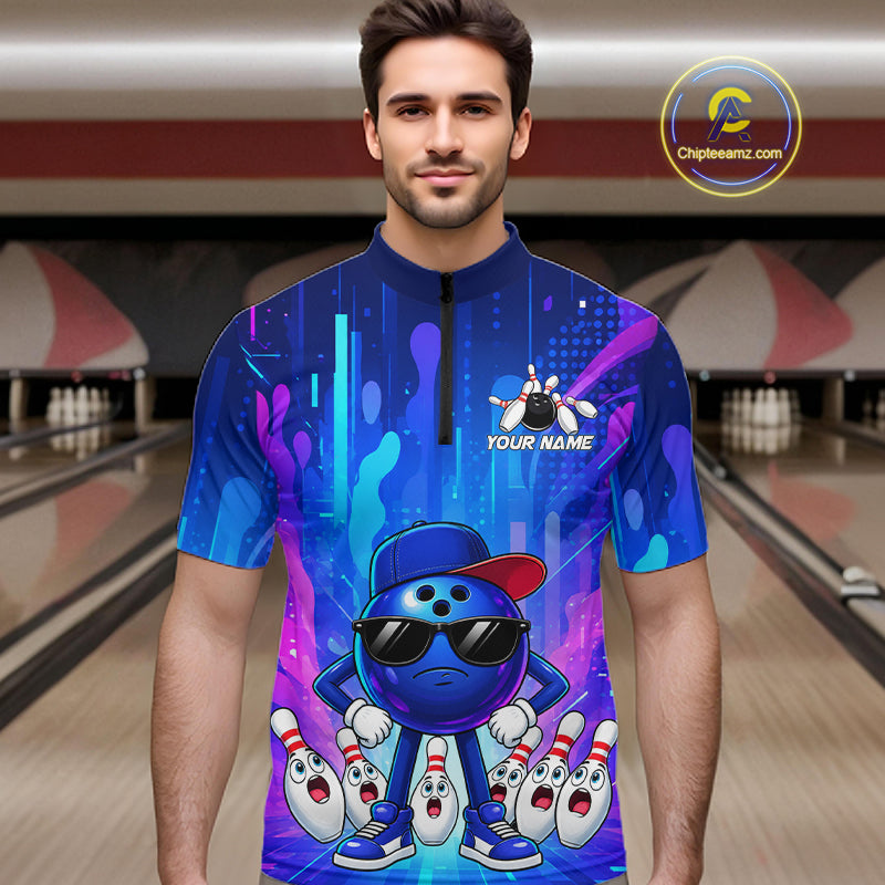 Funny Bowling Pins Ball Custom Bowling Team Shirts for Bowler Bowling Jerseys for Men HNT562