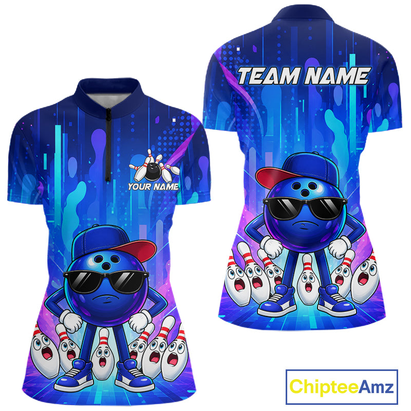 Funny Bowling Pins Ball Custom Bowling Team Shirts for Bowler Bowling Jerseys for Women HNT562