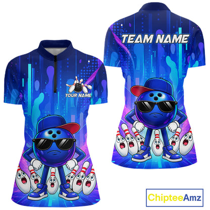 Funny Bowling Pins Ball Custom Bowling Team Shirts for Bowler Bowling Jerseys for Women HNT562