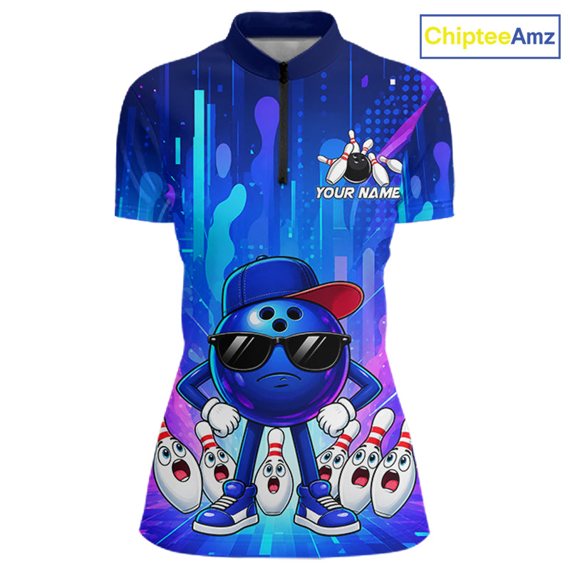 Funny Bowling Pins Ball Custom Bowling Team Shirts for Bowler Bowling Jerseys for Women HNT562
