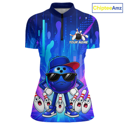 Funny Bowling Pins Ball Custom Bowling Team Shirts for Bowler Bowling Jerseys for Women HNT562