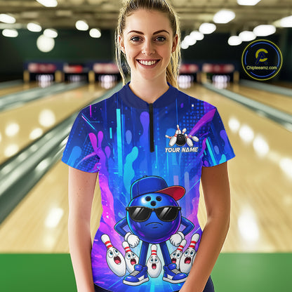 Funny Bowling Pins Ball Custom Bowling Team Shirts for Bowler Bowling Jerseys for Women HNT562