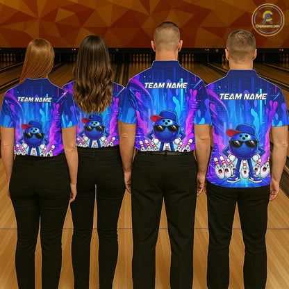 Funny Bowling Pins Ball Custom Bowling Team Shirts for Bowler Bowling Jerseys for Women HNT562
