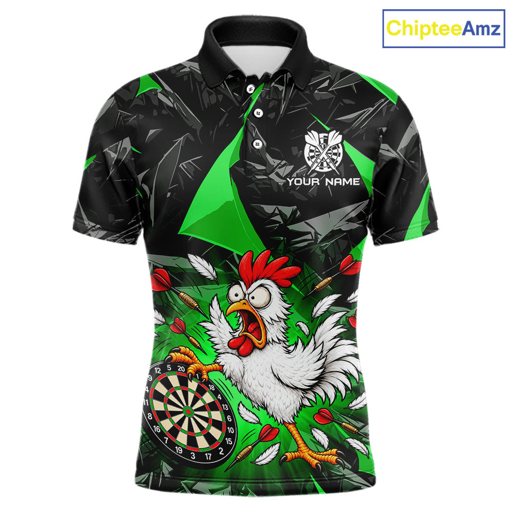 Custom Green Funny Chicken Dart Shirt for Men Dart Team Jersey Darts League Dartboard Shirt NNT346