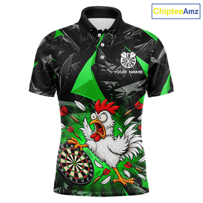 Custom Green Funny Chicken Dart Shirt for Men Dart Team Jersey Darts League Dartboard Shirt NNT346