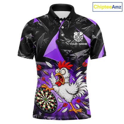 Custom Purple Funny Chicken Dart Shirt for Men Dart Team Jersey Darts League Dartboard Shirt NNT346