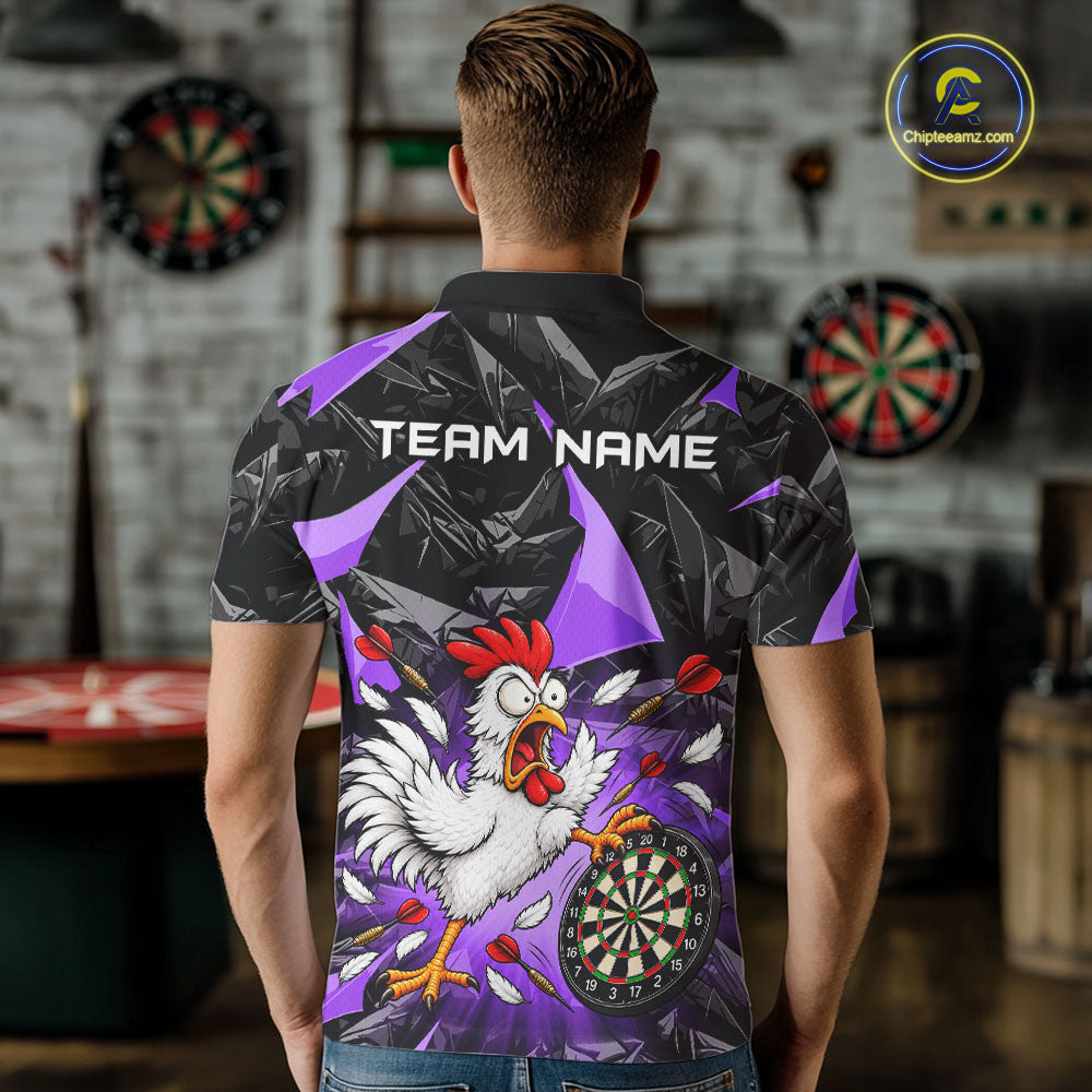 Custom Purple Funny Chicken Dart Shirt for Men Dart Team Jersey Darts League Dartboard Shirt NNT346