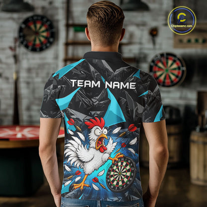 Custom Turquoise Funny Chicken Dart Shirt for Men Dart Team Jersey Darts League Dartboard Shirt NNT346